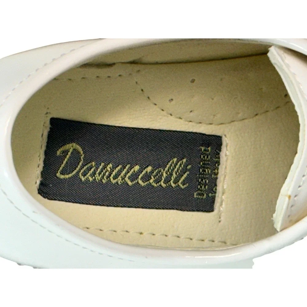 Kids White Patent Leather Oxfords Lace Up Formal Dress‎ Shoes Block Heel White